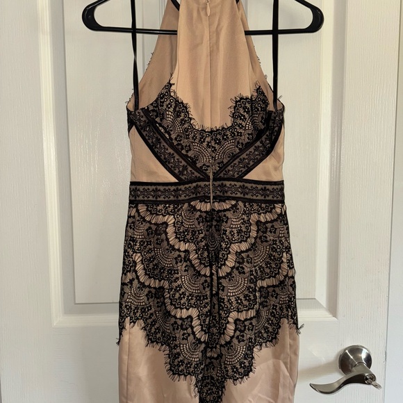 Bebe Black and Tan Halter Sheath Dress - Picture 2 of 5